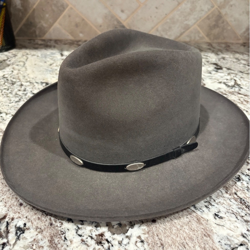 Vintage Stetson "The Gunslinger" 4X Beaver Fur Felt Cowboy Hat Gray Size 7 USA - Picture 2 of 8